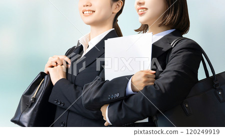 Two young women, job seekers and new employees Two young women, job seekers and new employees 120249919
