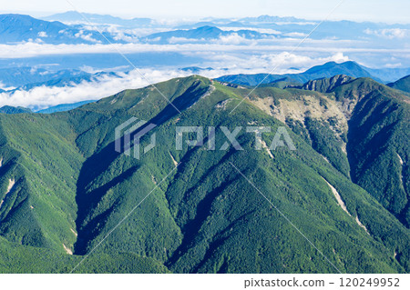 Mt. Ogouchi seen from the summit of Mt. Akuzawa. Southern Alps. Climbing Mt. Akuzawa and Mt. Arakawa. 120249952