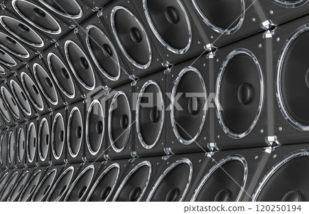 Background from black loudspeakers, 3D rendering 120250194