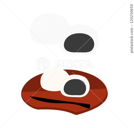 Hand drawn color illustration set of white buns with black sesame paste 120250650