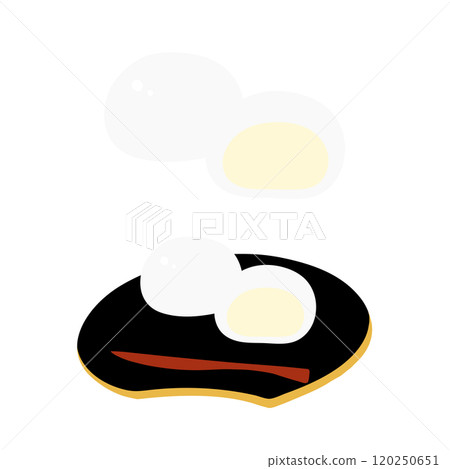 Hand-drawn color illustration set of white bean paste manju 120250651