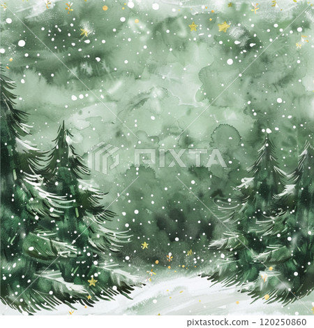Christmas watercolor green background for text. Wallpaper for new year design with ornament 120250860