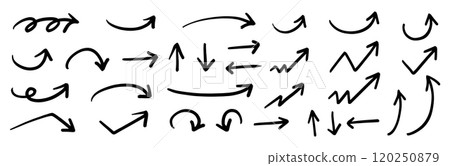 向量筆手繪箭頭設定黑白 向量筆手繪箭頭設定黑白 120250879