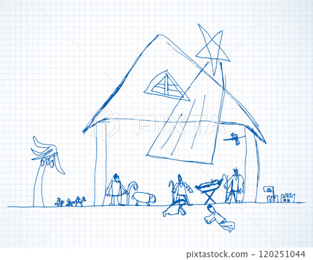 Vector drawing. Kid's picture of Christmas 120251044