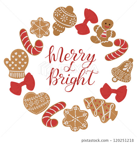 Merry and Bright card with Christmas wreath 120251218