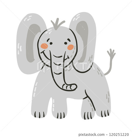 Vector childish illustration of cute elephant 120251220