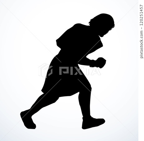 Vector drawing. Running warrior with sword Vector drawing. Running warrior with sword 120251457