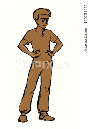 Vector drawing. Small angry boy 120251461