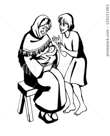 Vector drawing. Mother with baby Vector drawing. Mother with baby 120251463