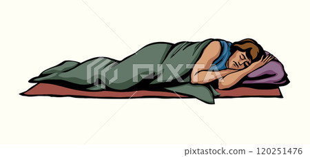 Vector drawing. Ancient sleeping man Vector drawing. Ancient sleeping man 120251476
