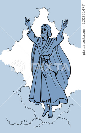 Vector drawing. Jesus ascends into heaven Vector drawing. Jesus ascends into heaven 120251477