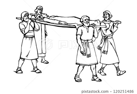 Vector drawing. Funeral of the man Vector drawing. Funeral of the man 120251486