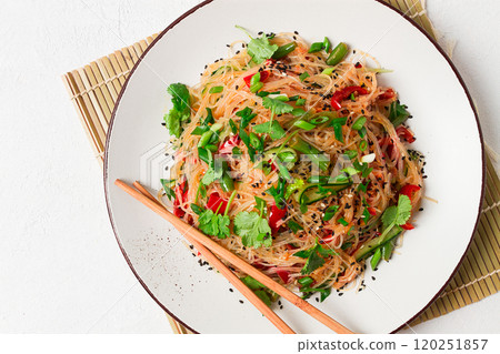 Funchosa, Korean salad, with vegetables, homemade, no people, 120251857