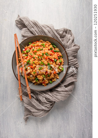 Fried Rice, with vegetables and egg, Chinese cuisine, homemade, no people, 120251930