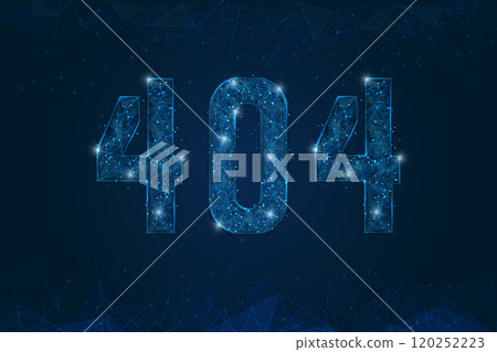 Abstract isolated blue image of Concept 404 Error Page or File not found for web page. Polygonal low poly wireframe illustration. 120252223