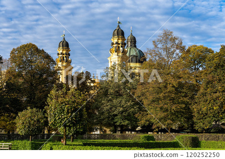 Autumn view of the Theatine Church of St. Cajetan in Munich, Germany 120252250