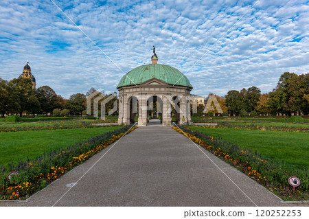 Autumn view of Hofgarten Park with Dianatempel in Munich, Germany Autumn view of Hofgarten Park with Dianatempel in Munich, Germany 120252253