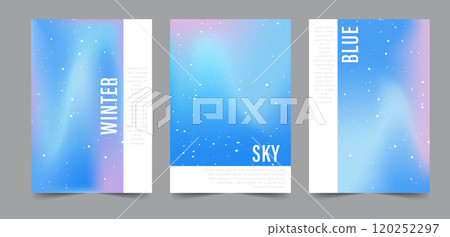 Gradient Pastel Winter Background. Iridescent aura posters. Set of trendy Neon banners for social media. Minimal blur wallpaper with snowflakes. Trendy Vector illustration 120252297