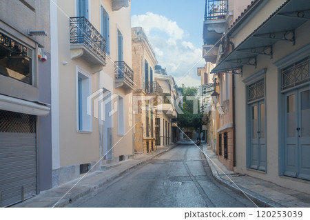 Morning street and empty road in Athens, Greece Morning street and empty road in Athens, Greece 120253039