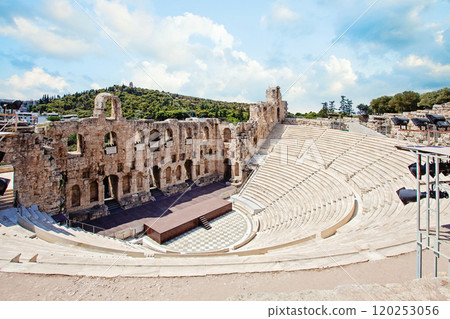 Old ancient theater in Greece, Athnes. Archaeology ruin architecture 120253056