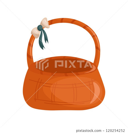 Wicker basket on white background. Vector illustration Basket in rustic aesthetics. 120254252