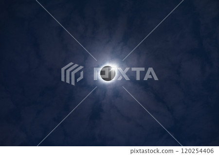 Total solar eclipse in dark blue sky Total solar eclipse in dark blue sky 120254406
