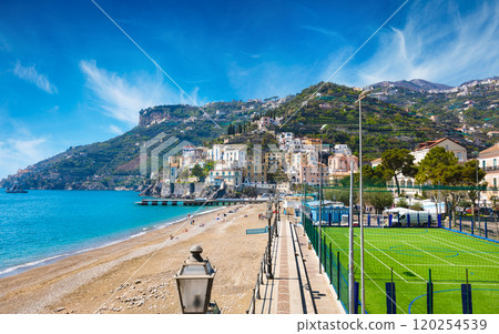 Beautiful Minori on Amalfi coast in Campania, Italy 120254539