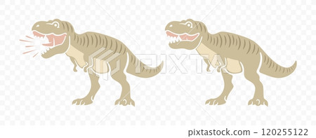 Tyrannosaurus rex, tyrannosaurus roar or roaring, graphic design. Colored. Dinosaur, animals, predator and reptile, vector design and illustration 120255122