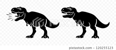 Tyrannosaurus rex, tyrannosaurus roar or roaring, graphic design. Black. Dinosaur, animals, predator and reptile, vector design and illustration 120255123