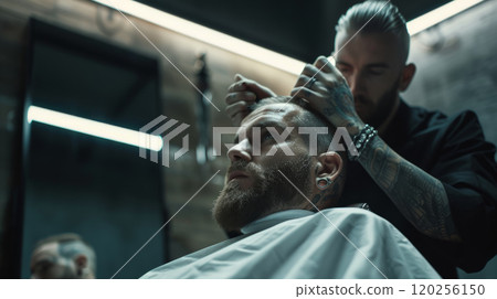 Visit to a barbershop. 120256150