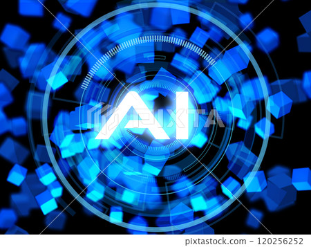 Blue cyber digital background image 120256252