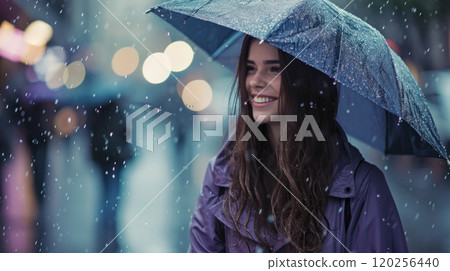 Cute cheerful girl under lock and key 120256440