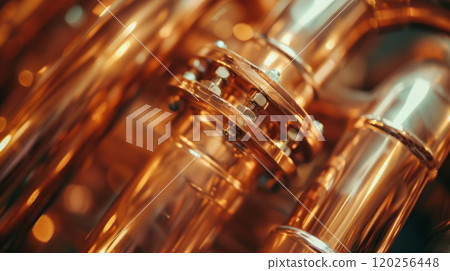Copper pipes. Copper pipe connection 120256448