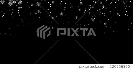 Vector winter background featuring snowflake pattern. White snow Top Falling Gradient over night sky with transparent effect and abstract overlay 120256560