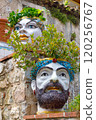 Traditional Testa di Moro planter on Taormina balcony 120256767