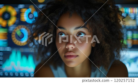 Work environment. Young specialist woman. 120257152