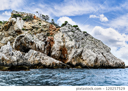 Beautiful image of the Medes Islands, a natural reserve, a small archipelago located in the Mediterranean, near Montgri and l'Estartit, Girona, Catalonia 120257529