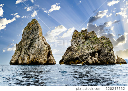 Beautiful image of the Medes Islands, a natural reserve, a small archipelago located in the Mediterranean, near Montgri and l'Estartit, Girona, Catalonia 120257532