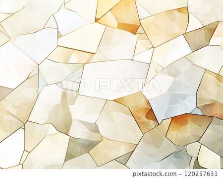 Modern abstract background with interconnected geometric shapes in soft earth tones 120257631