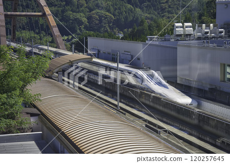 Linear Shinkansen crossing a railway bridge 120257645
