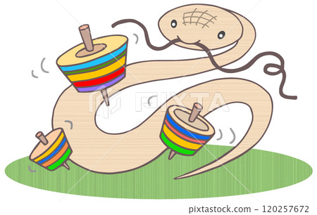 Year of the Snake New Year's Card - Snake, spinning top, spinning top, throwing top 120257672