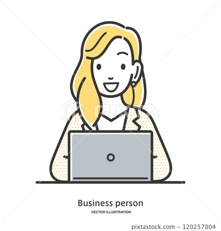 在電腦上工作的女上班族形象插畫素材 在電腦上工作的女上班族形象插畫素材 120257804