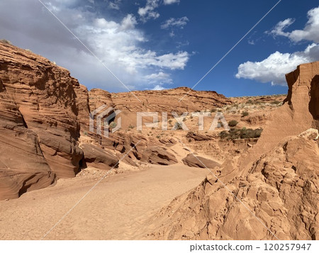 Rear of  Upper Antelope Canyon in Lake Powell Navajo Tribal Park Arizona Photo 120257947