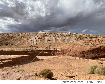 Rear of  Upper Antelope Canyon in Lake Powell Navajo Tribal Park Arizona Photo 120257951