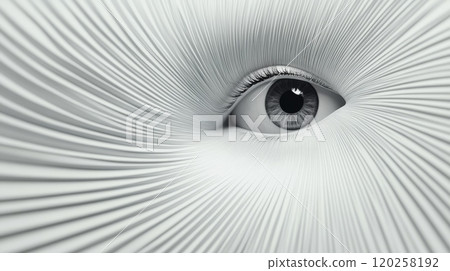 Eye observing the world through abstract white lines: 120258192