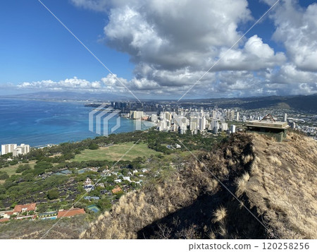 Summit View of Waikiki from Diamond Head in Hawaii Photo Summit View of Waikiki from Diamond Head in Hawaii Photo 120258256