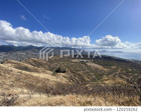 North Pacific Ocean View From Crater of Diamond Head in Hawaii Photo 120258262