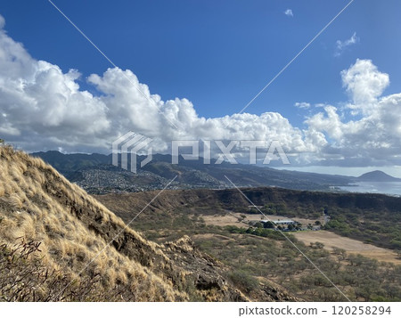 North Pacific Ocean View From Summit of Diamond Head in Hawaii Photo 120258294