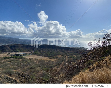 North Pacific Ocean View From Summit of Diamond Head in Hawaii Photo 120258295
