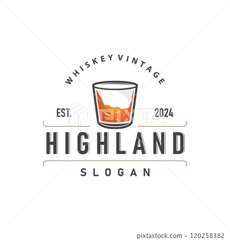 Whiskey Logo, Drink Label Design With Old Retro Vintage Ornament Illustration Premium Template 120258382